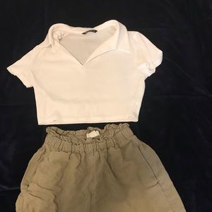 SHEIN white Cropped polo t-shirt